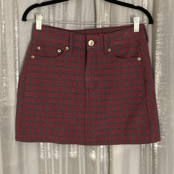 tartan high waisted straight line mini skirt - Picture 1 of 6